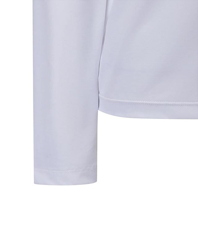 Women wearing ANEW Golf Back Signature Logo Long T-Shirt in White, showcasing the stylish design and comfortable fit.